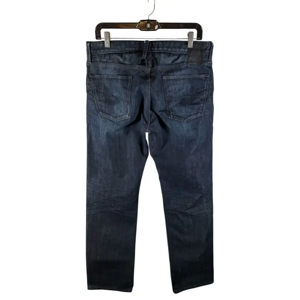 Guess Men's 33x30 Dark Blue Wash Lincoln Slim Straight Fit Cotton Blend Jeans